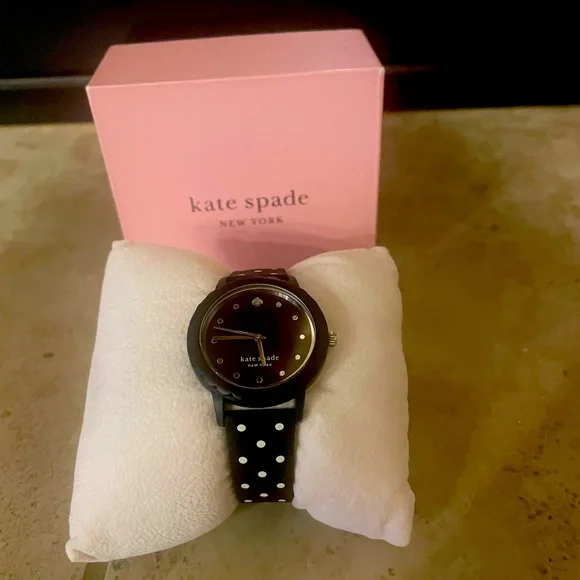 Kate Spade black and white polka dot watch. Park Row Black & White Dot Silicone Watch | Kate Spade New  main image 2